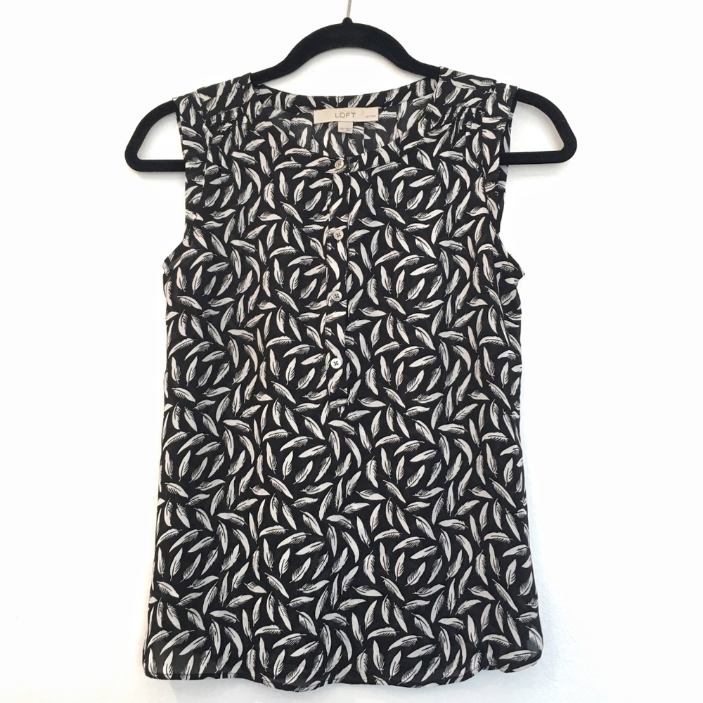 [LOFT] Sleeve Less Button Down Shirt Petite XS